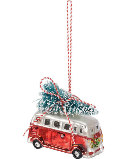 Glass Vintage Bus Ornament
