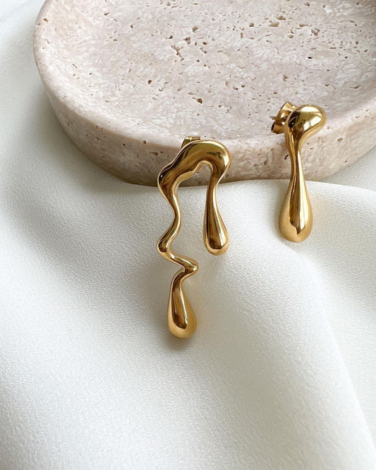 Gold Honey Asymmetric Earrings