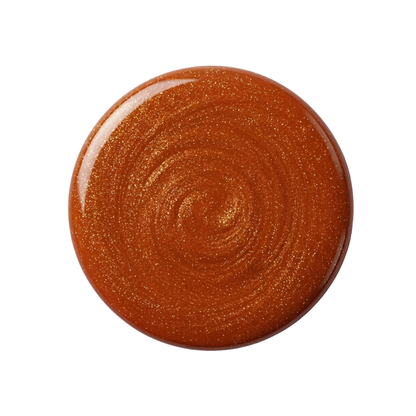 Round brown glittery nail polish  on a white background