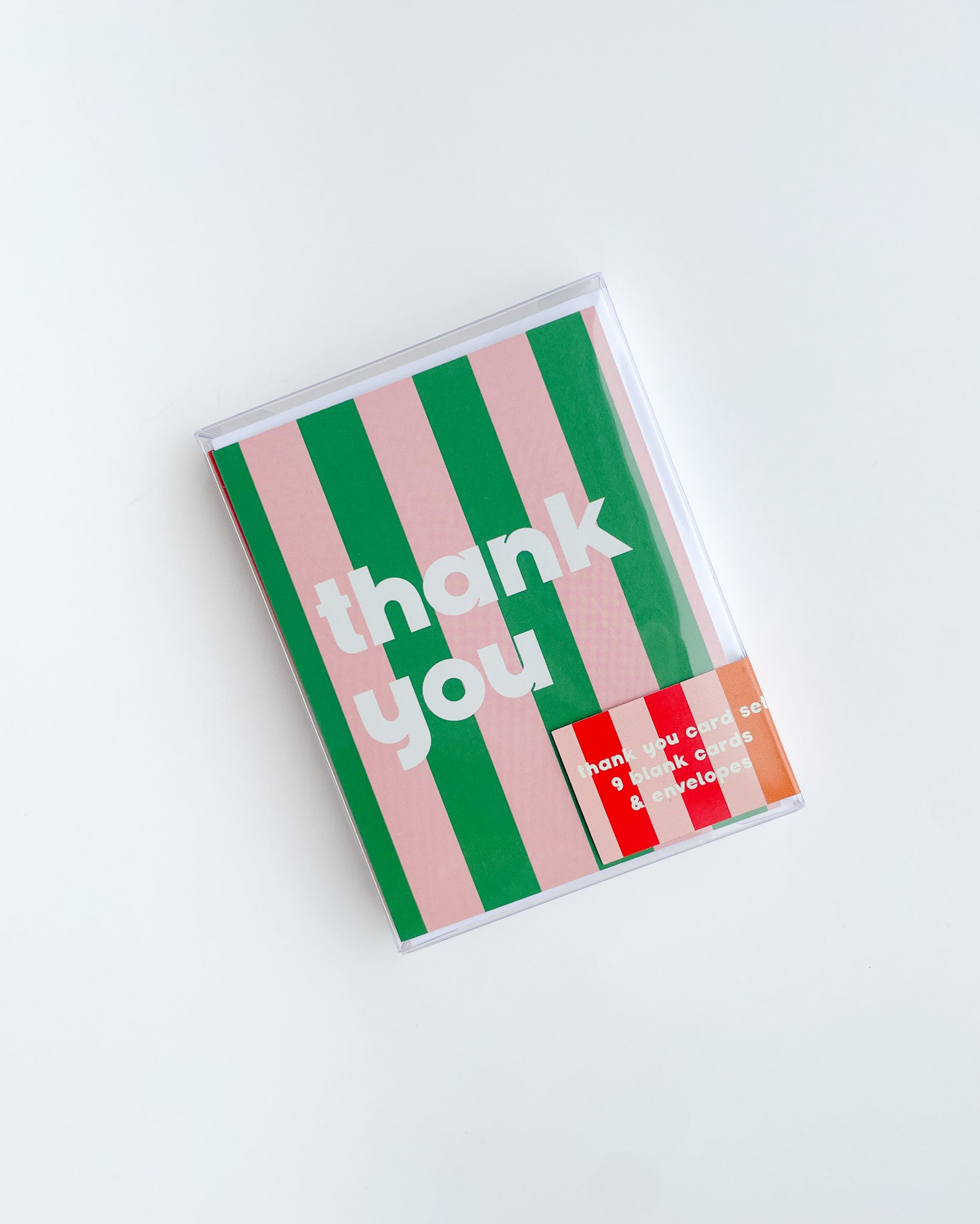 Green Stripe Thank You Card Box Set