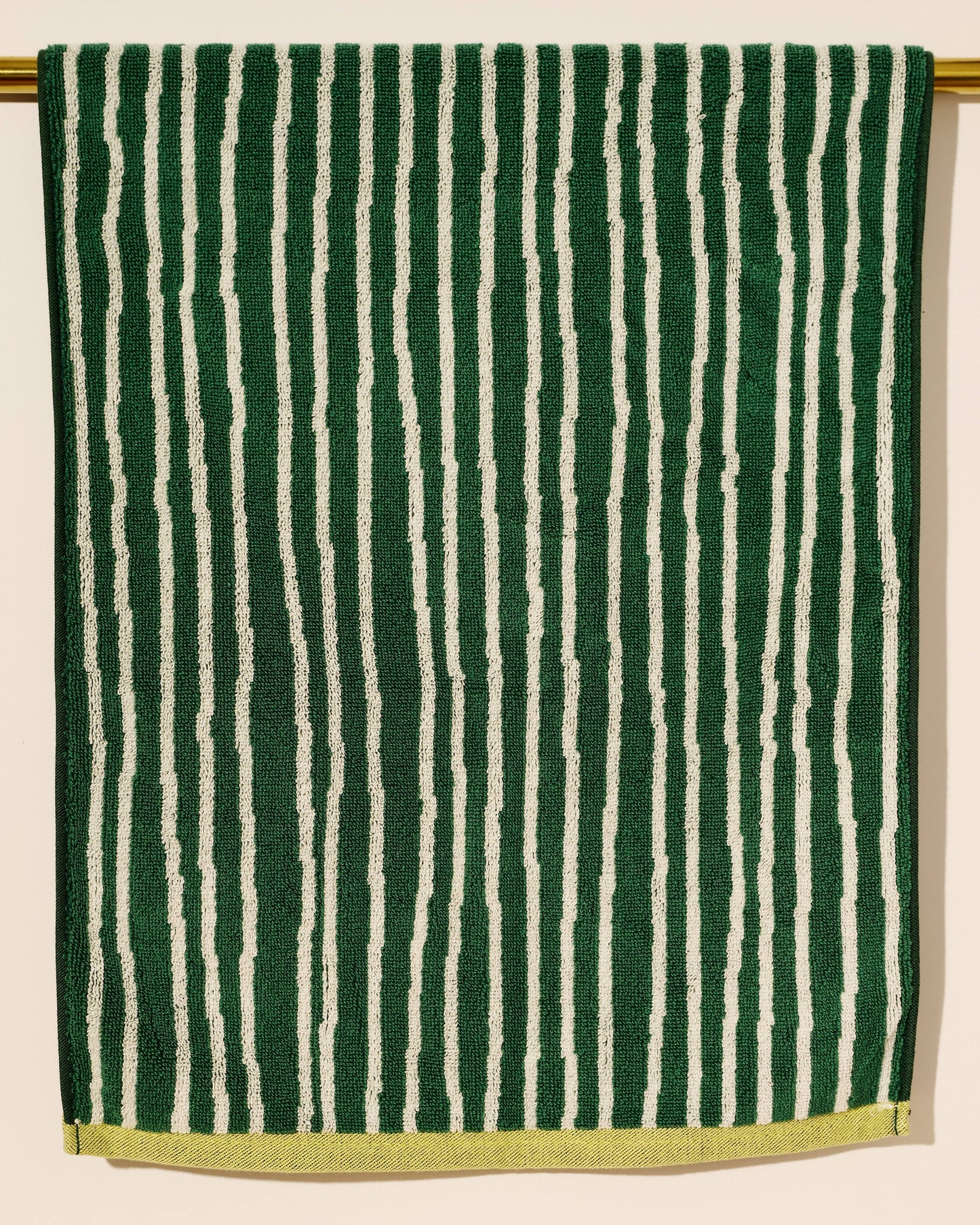 Green and Cream Stripes Terry Cloth Towel
