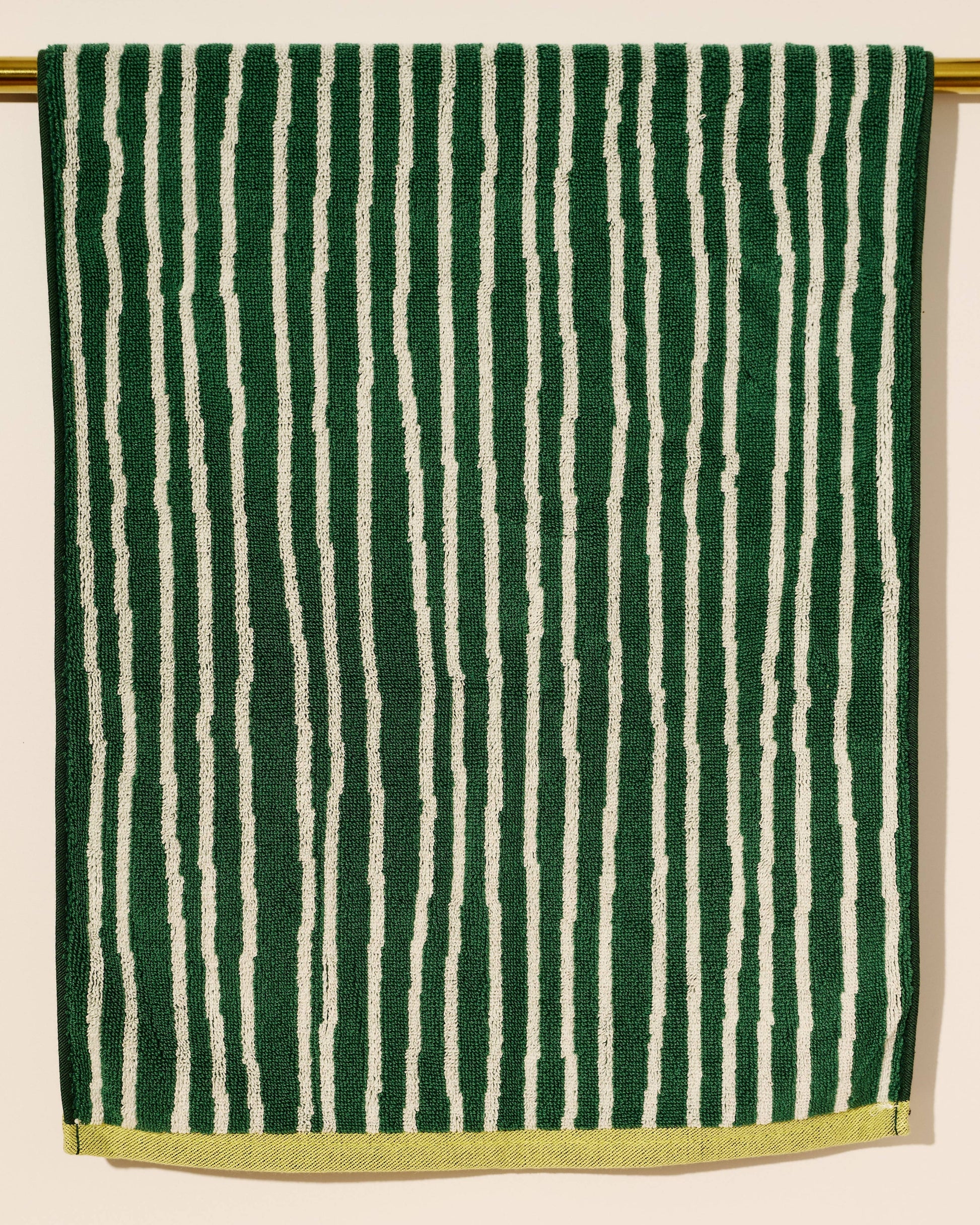 Green and Cream Stripes Terry Cloth Towel
