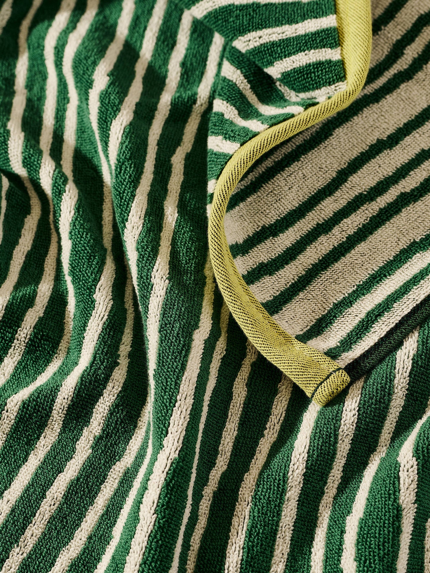 Green and Cream Stripes Terry Cloth Towel