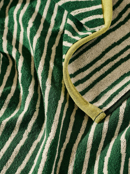 Green and Cream Stripes Terry Cloth Towel