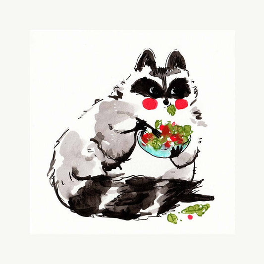Havin' a Salad Raccoon Art Print