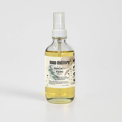 Bottle of Soap Distillery Hinoki Fern spray on a white background
