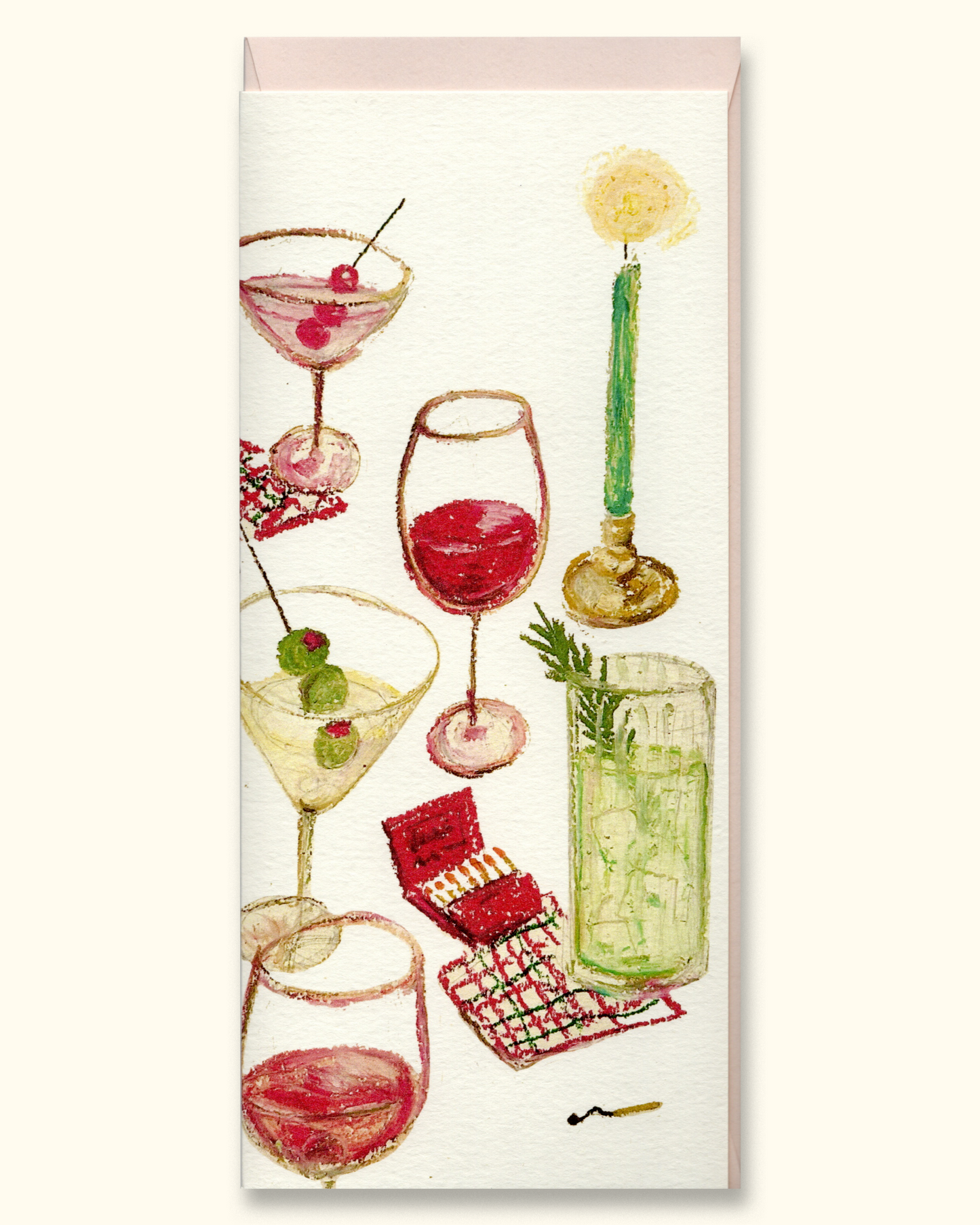 Holiday Spirits Greeting Card- holiday card with cocktails