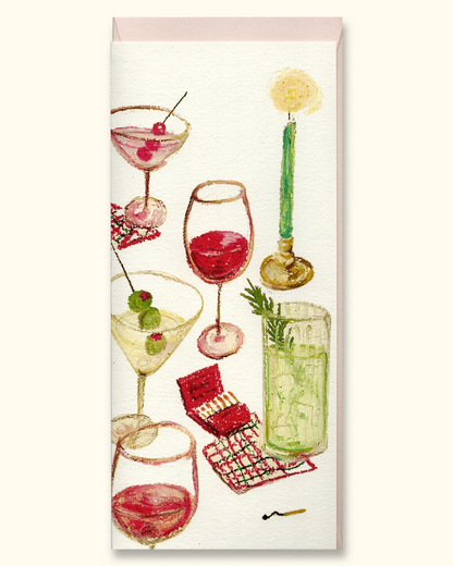 Holiday Spirits Greeting Card- holiday card with cocktails