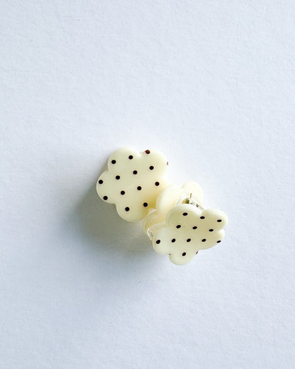 White Daisy Polka Dot Hair Clip