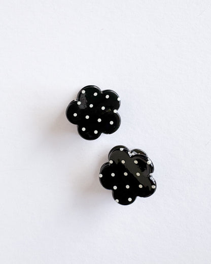 Black Daisy Polka Dot Hair Clip