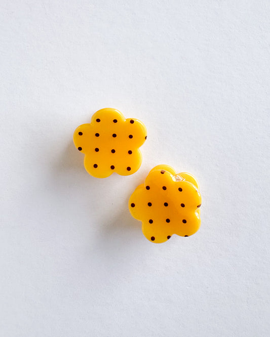 Yellow Daisy Polka Dot Hair Clip