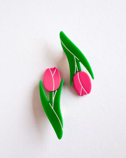 Pink Tulip Hair Clip