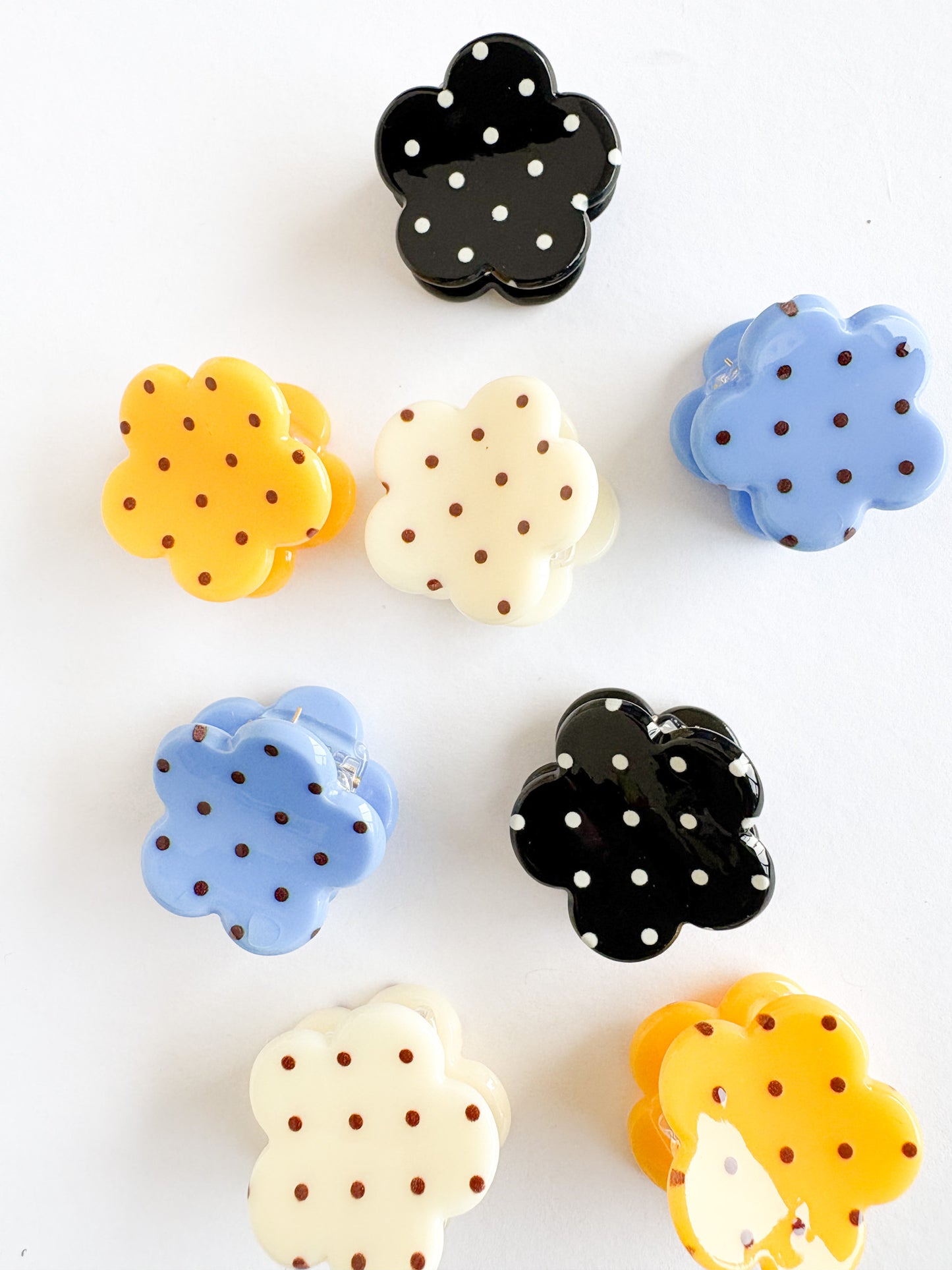 White Daisy Polka Dot Hair Clip