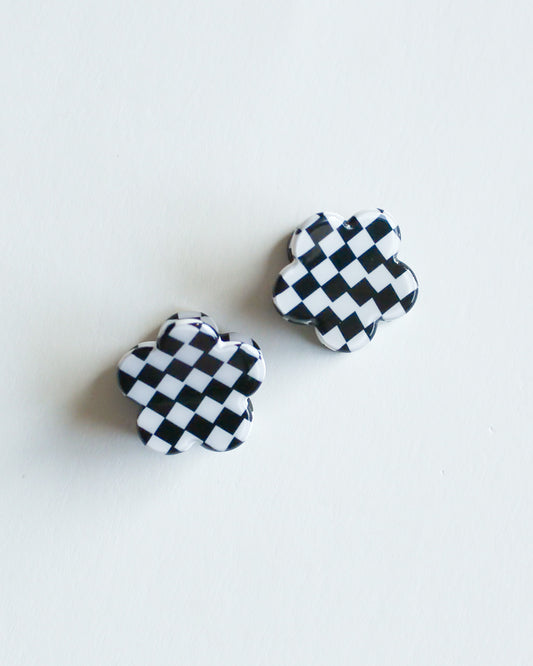 Fleur Black Checkered Mini Hair Clip