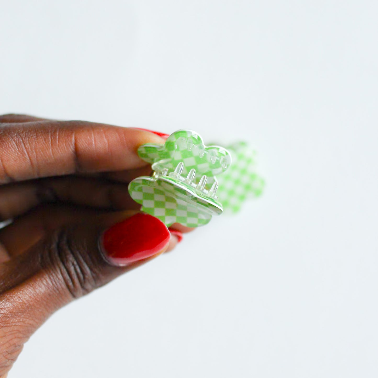 Fleur Green Checkered Mini Hair Clip