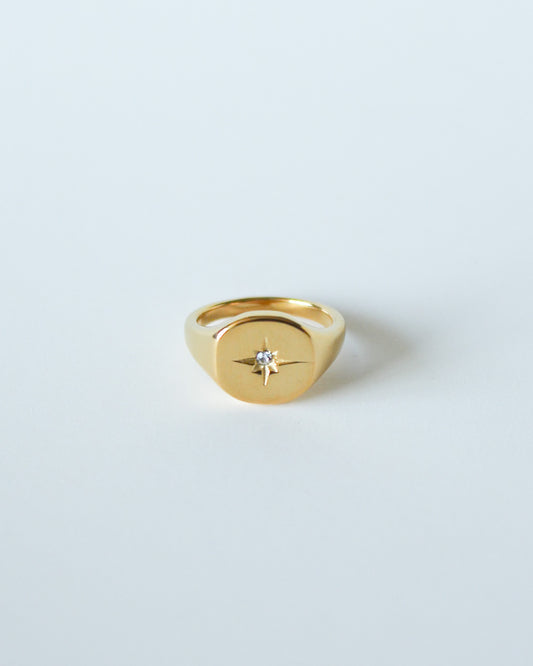 Gold Star Signet Ring
