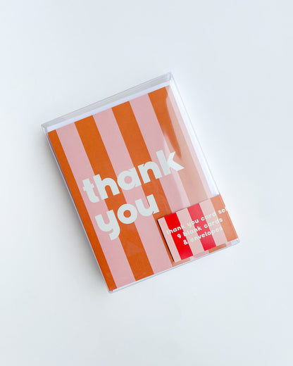 Orange Stripe Thank You Card Box Set