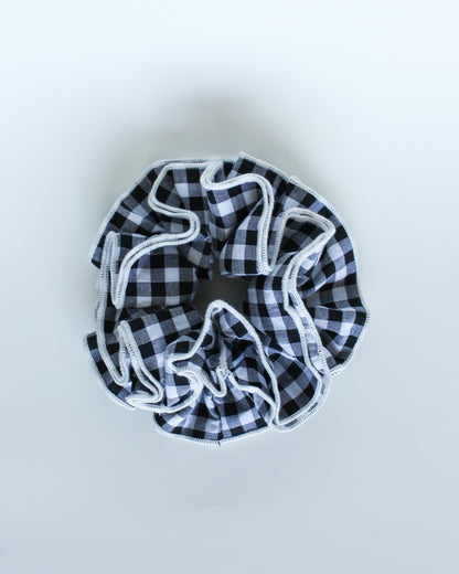 Jumbo Layered Black Gingham Scrunchie