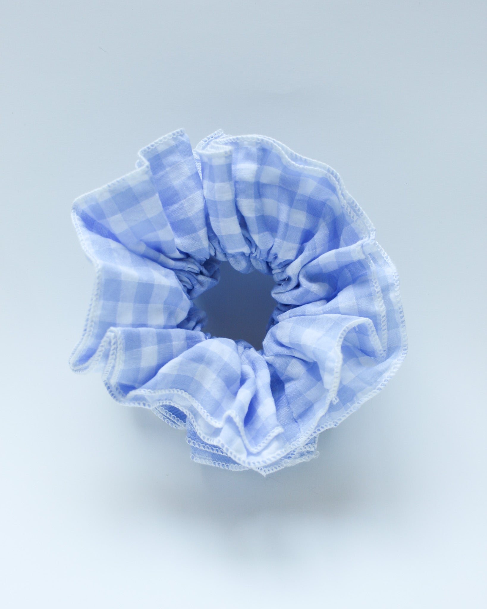 Jumbo Layered Blue Gingham Scrunchie