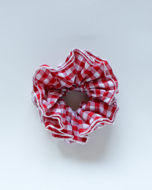 Jumbo Layered Red Gingham Scrunchie