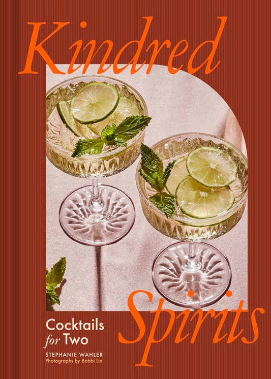 Book cover of 'Kindred Spirits: Cocktails for Two' with two cocktails on a red background