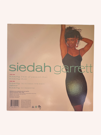 Vinyl record cover featuring a woman and the name 'siedah garrett' on a beige background, Kissing Vinyl Record - Siedah Garrett