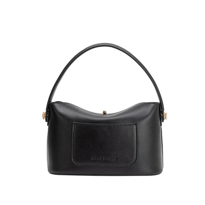 Black handbag with a visible brand logo on a white background, Lana Black Crossbody Bag Melie Bianco