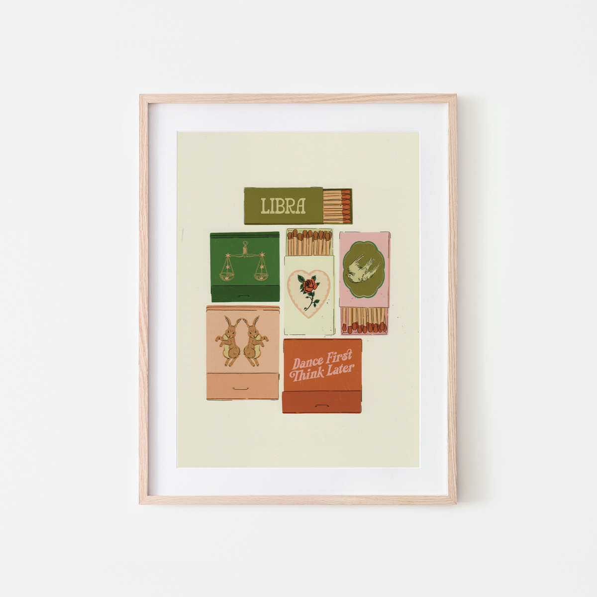 Libra Zodiac Vintage Inspired Matchbook Art Print