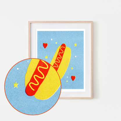 Love Hot Dogs Riso Art Print