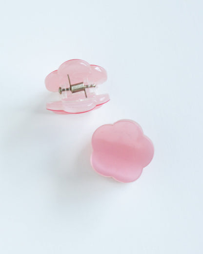 Mini Daisy Hair Claw Clip Two pink flower-shaped objects on a white background
