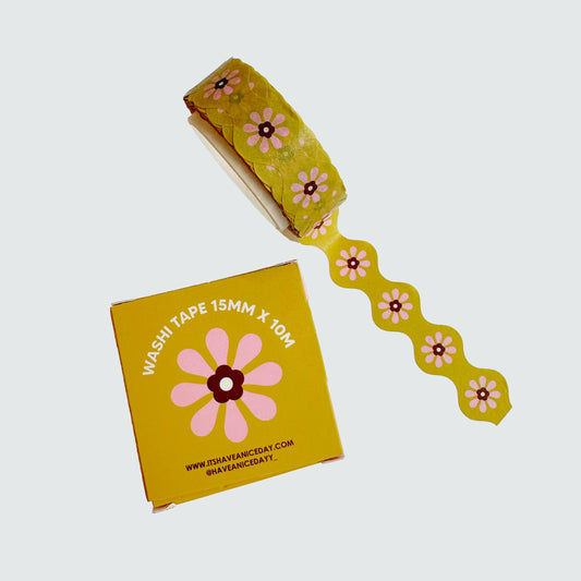 Olive Daisy Die-cut Washi Tape