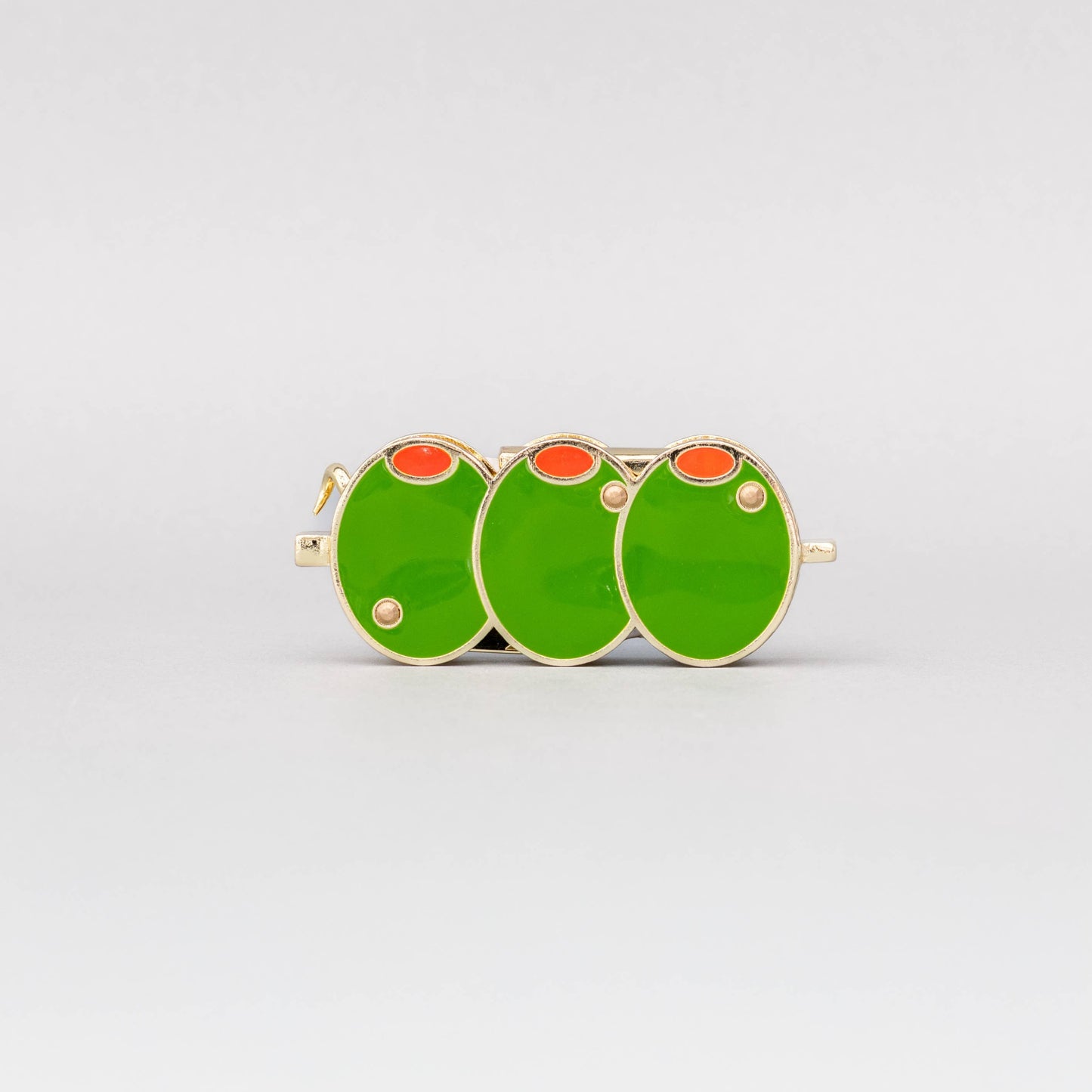 Three stacked olives corkscrew on a white background