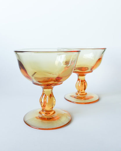 Orange Stemmed Glass Set