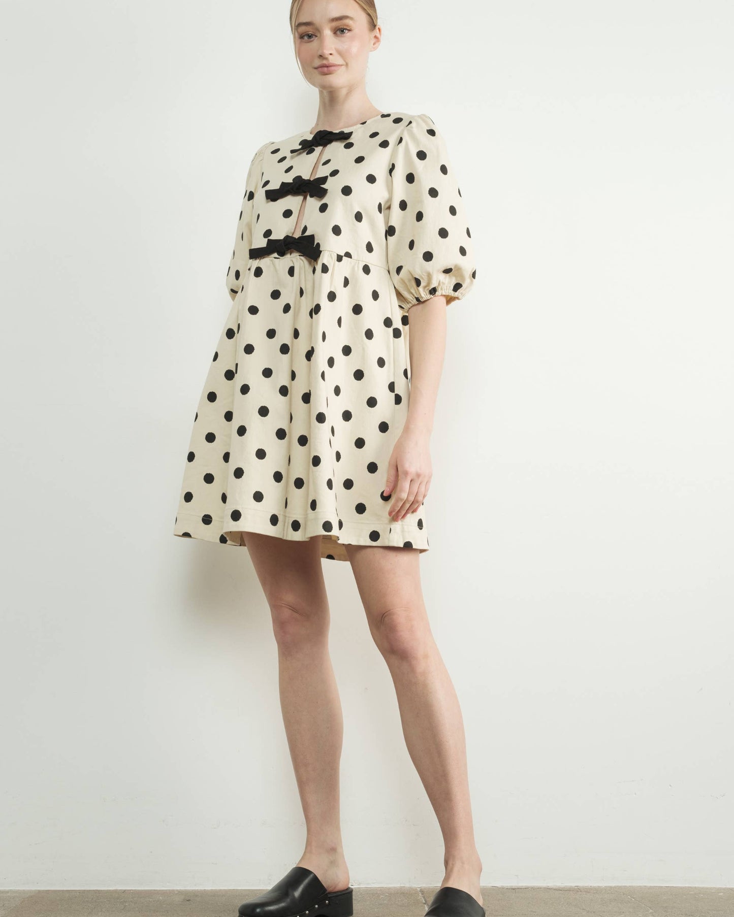 Polka Dot Babydoll Bow Dress