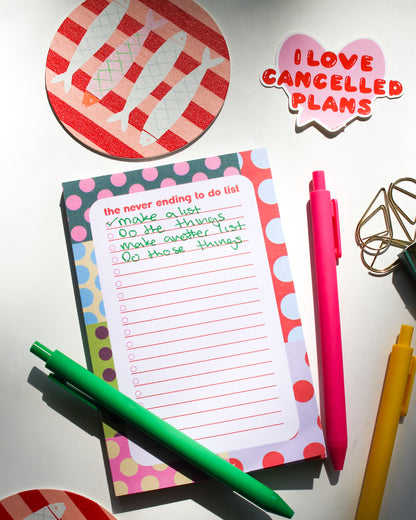 Polka Dot Never Ending To Do List Notepad