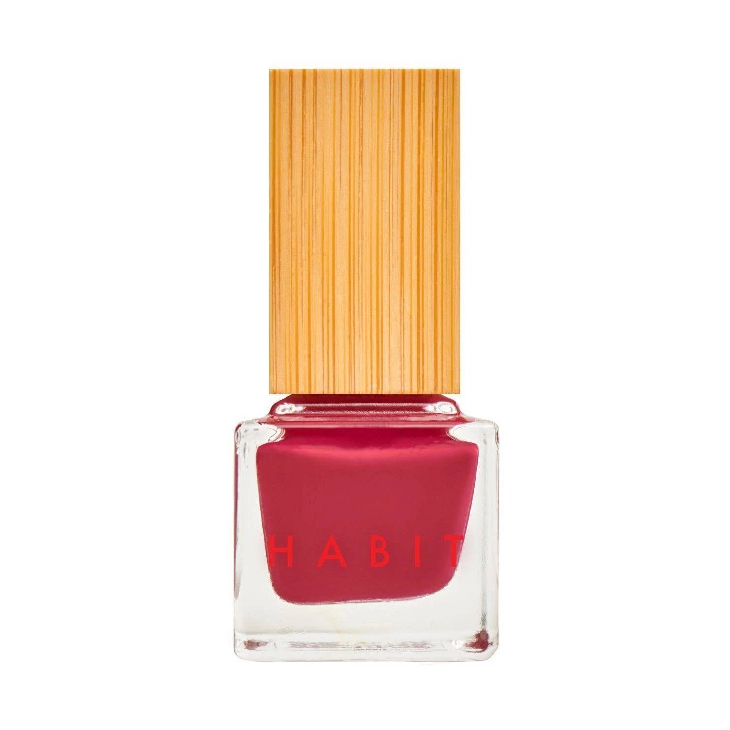 Red nail polish bottle with a wooden cap on a white background, R-Rated Red Toxin Free Nail Polish