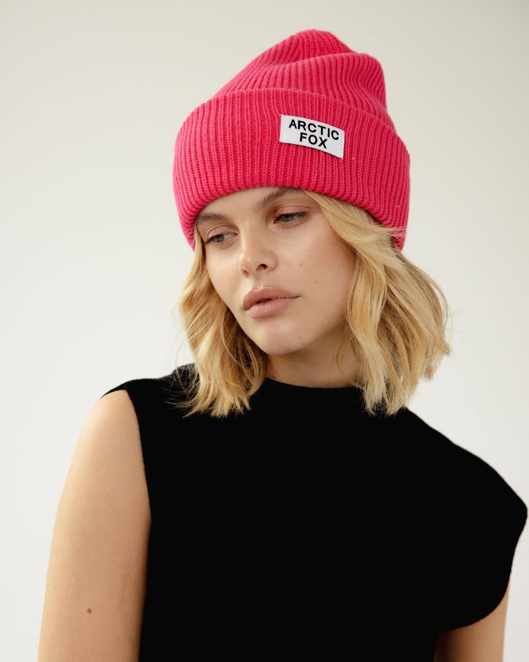 Barbie pink beanie made from recycled materials