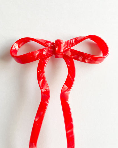  Red Bow Hair Pin