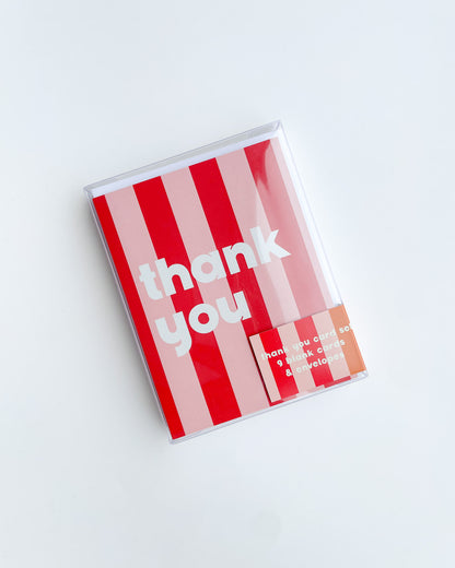 Red Stripe Thank You Card Box Set