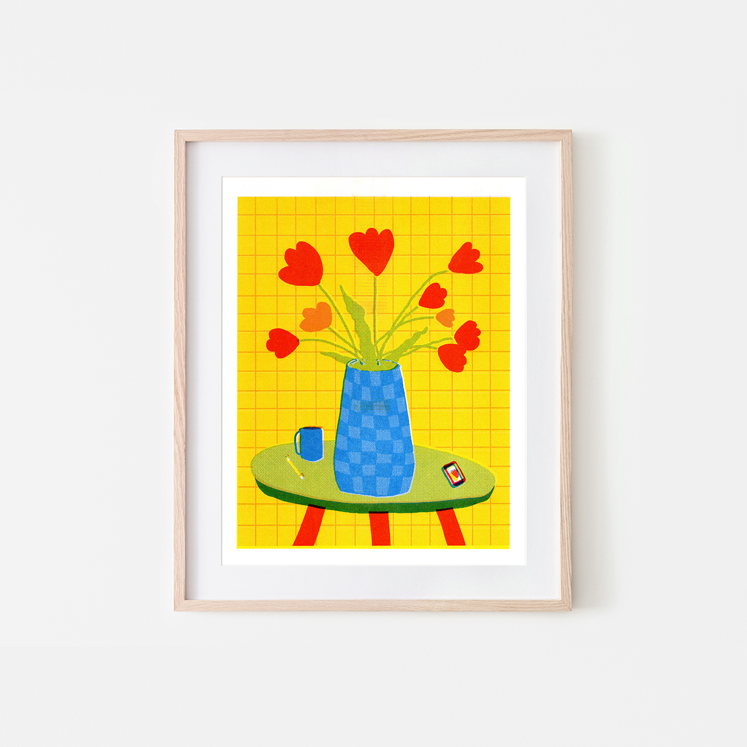Red Tulips Riso Art Print