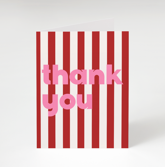 Red and White Stripe Thank You Card