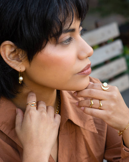 Roxy Pearl Safety Pin Earrings