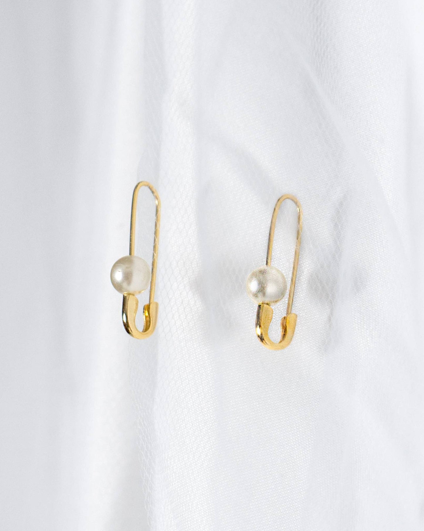 Roxy Pearl Safety Pin Earrings