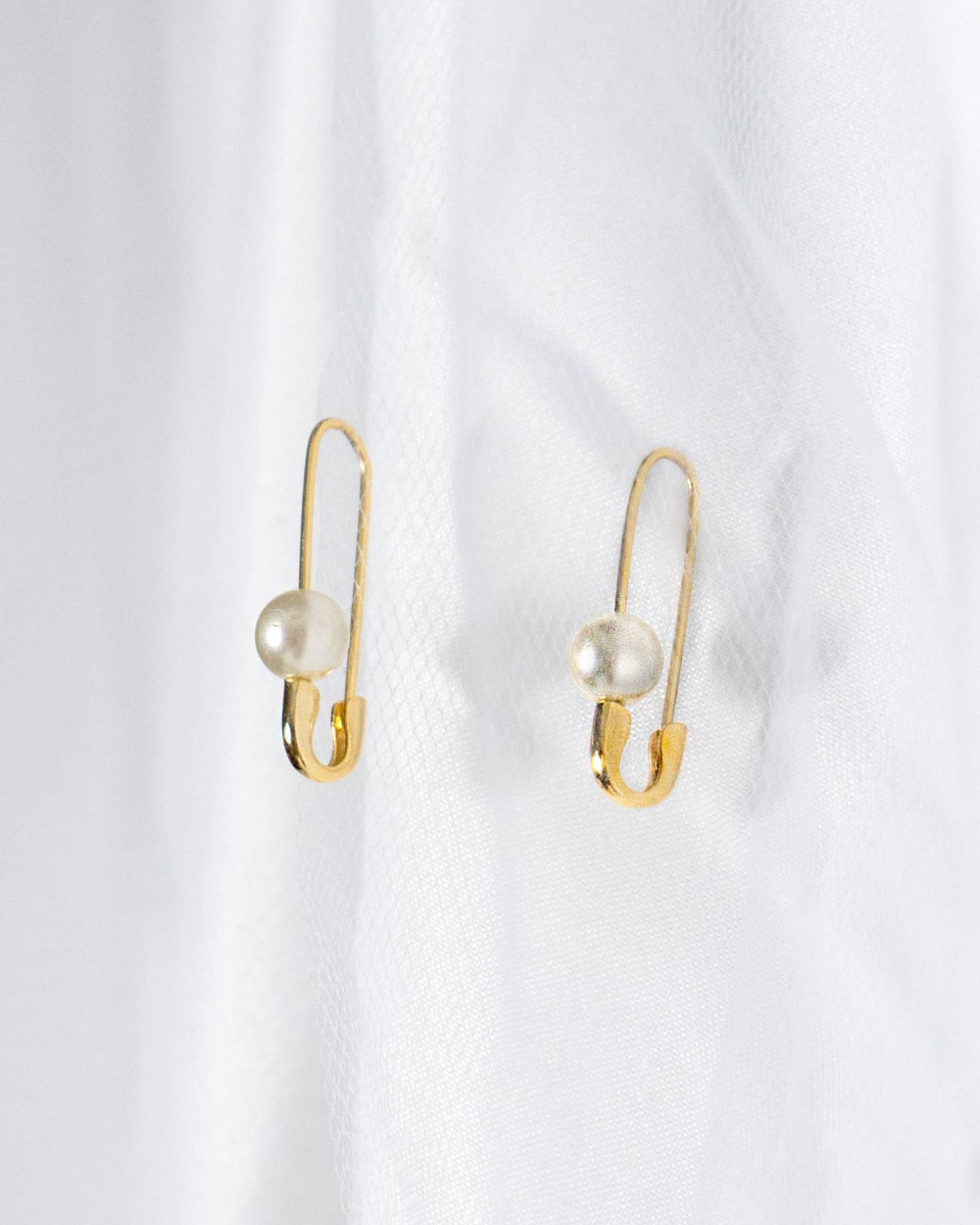 Roxy Pearl Safety Pin Earrings