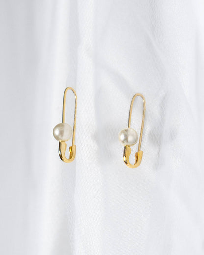 Roxy Pearl Safety Pin Earrings
