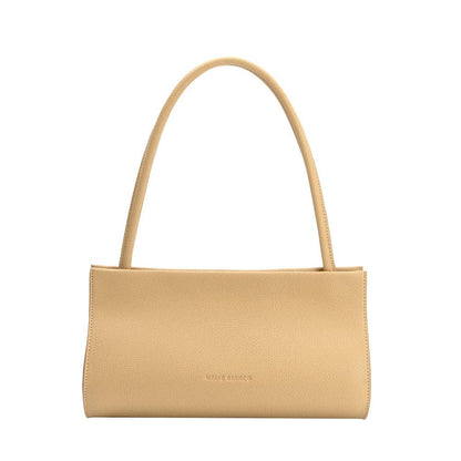 Beige handbag with a handle on a white background, Ryleigh Yellow Shoulder Bag Melie Bianco
