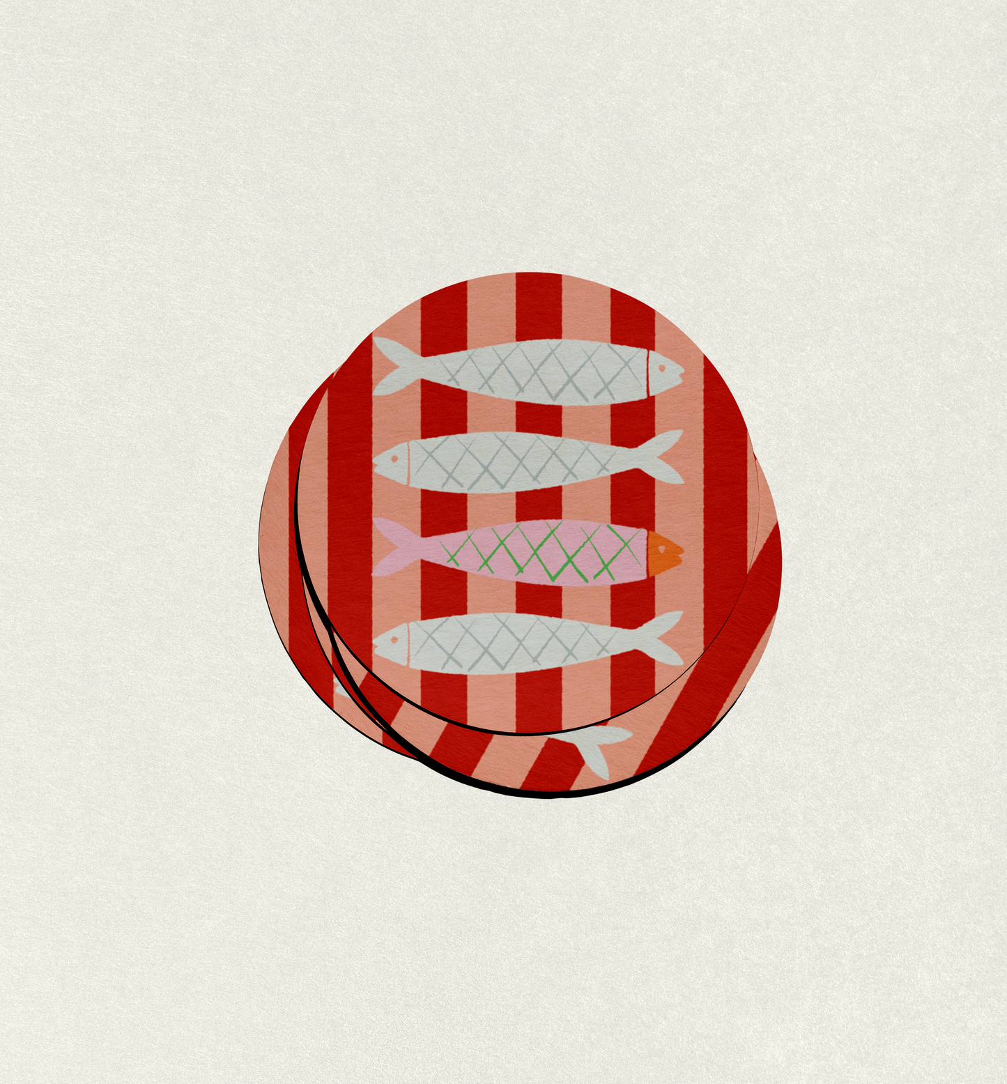 Striped Sardines Coaster Set