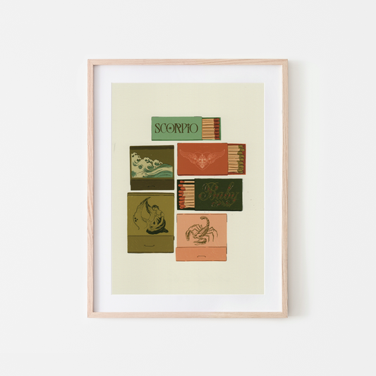 Scorpio Zodiac Vintage Inspired Matchbook Art Print