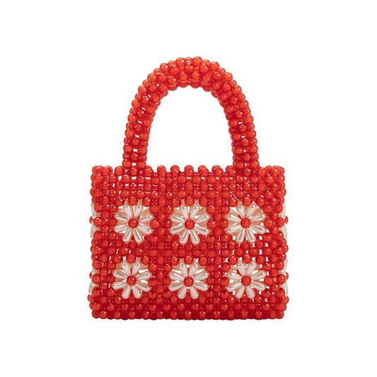 Selena Red Beaded Top Handle Bag