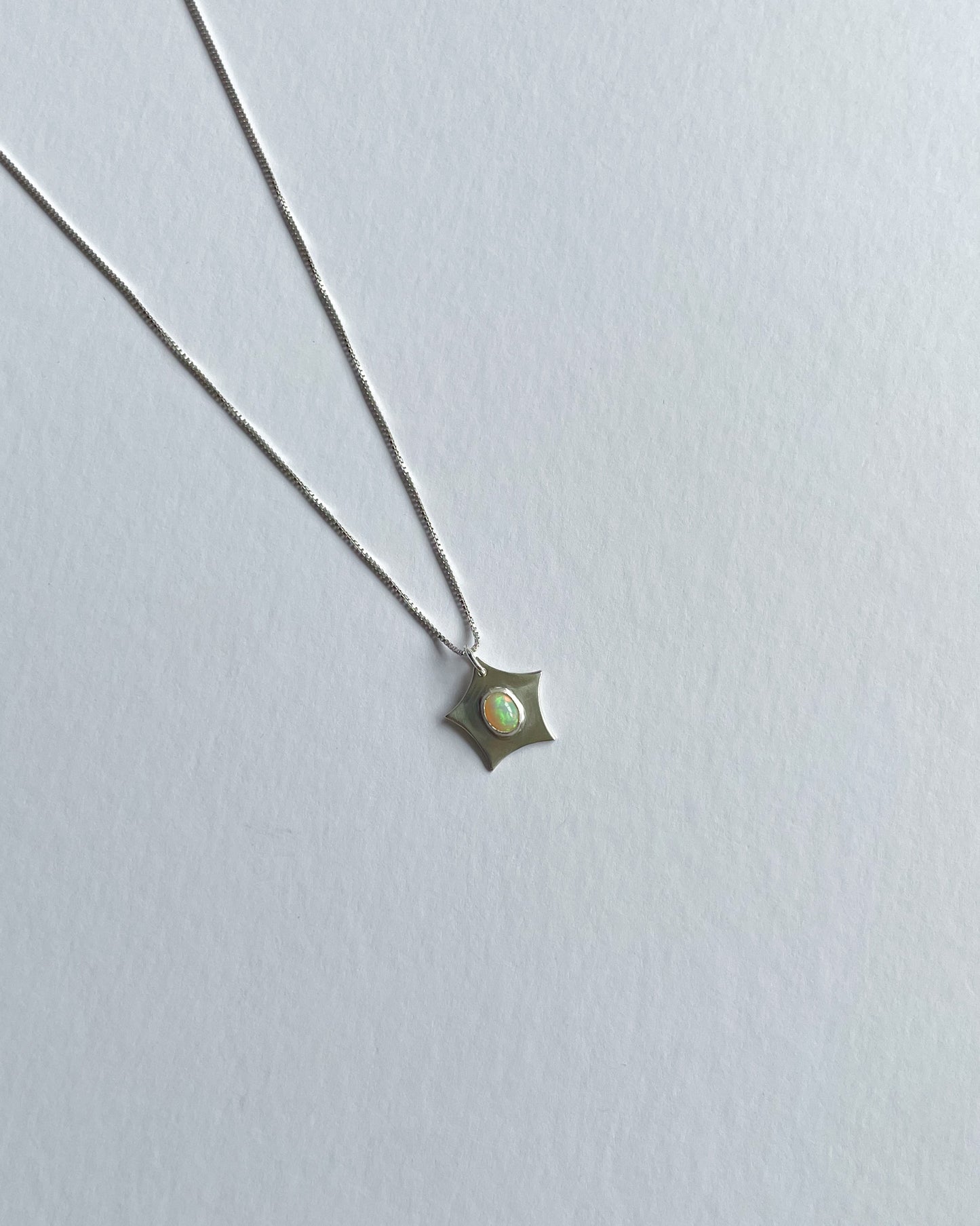 Silver Opal Star Necklace
